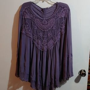 Purple embroidered peasant tunic 2xl